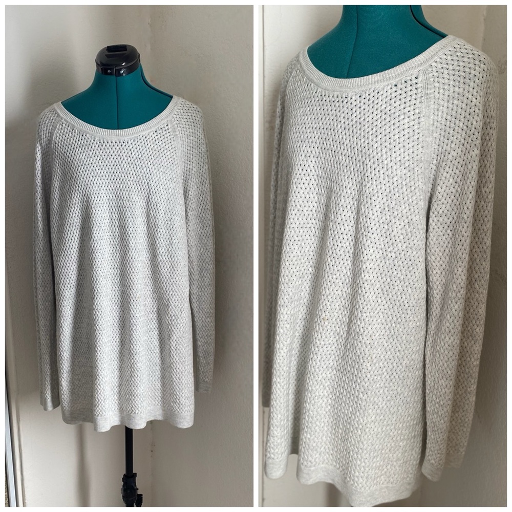 OVERSIZED SIMPLE Elegant Gray Knit Sweater XL